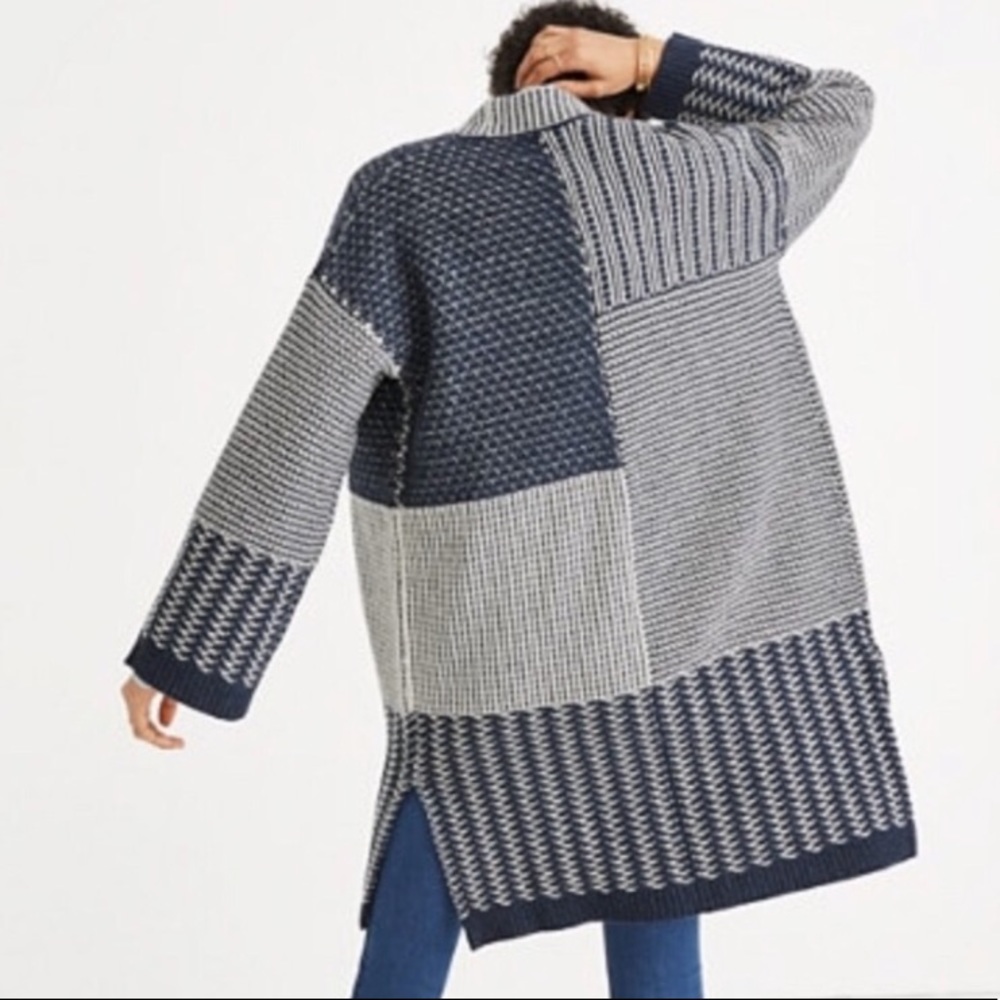Madewell Open Front Patchwork Long Knit Cardigan - image 2